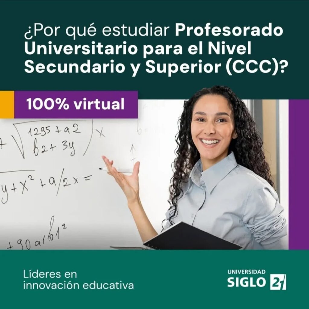 Inscripciones abiertas para MARZO NUEVA CARRERA Profesorado Universitario para el Nivel Secundario y Superior (CCC) Importante- Para inscribirte debes tener una carrera de grado realizada.